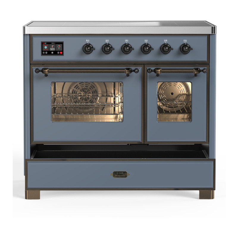 Majestic III Series 40 Inch Induction Range with 6 Induction Elements in Blue Grey (Burnished Trim), Blue Gray, Burnished