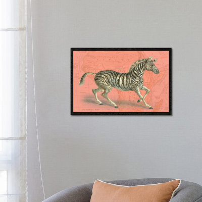 African Animals on Coral III 1 Piece Floater Frame Wall Art on Canvas