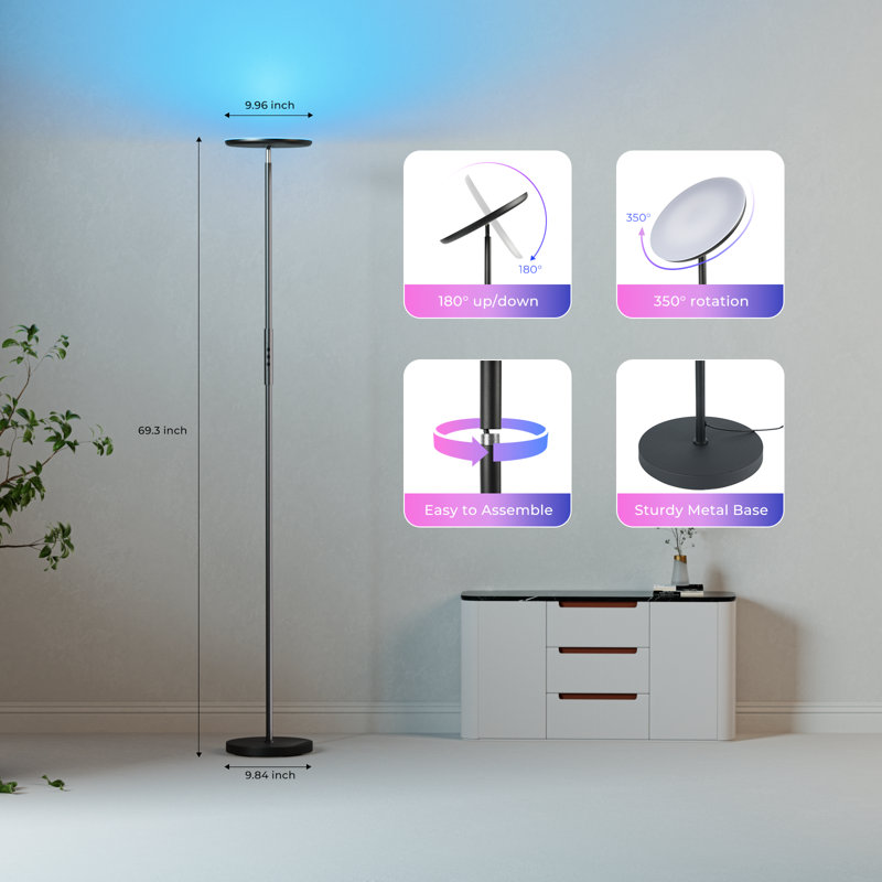 69.3'' LED Floor Lamp with Smart Control, Dimmable Lighting for Living Room