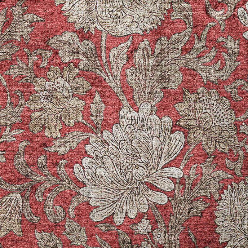 Tapis à poil long de qualité supérieure lavable à la machine ADS677, Rouge, 10 pi x 14 pi