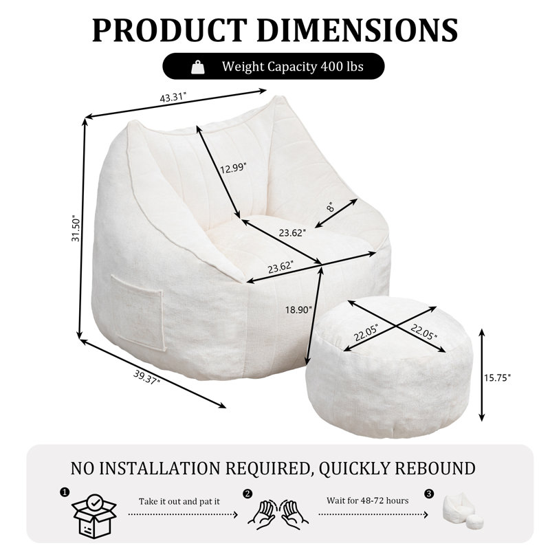 Fabric Bean Bag Chair, Beige