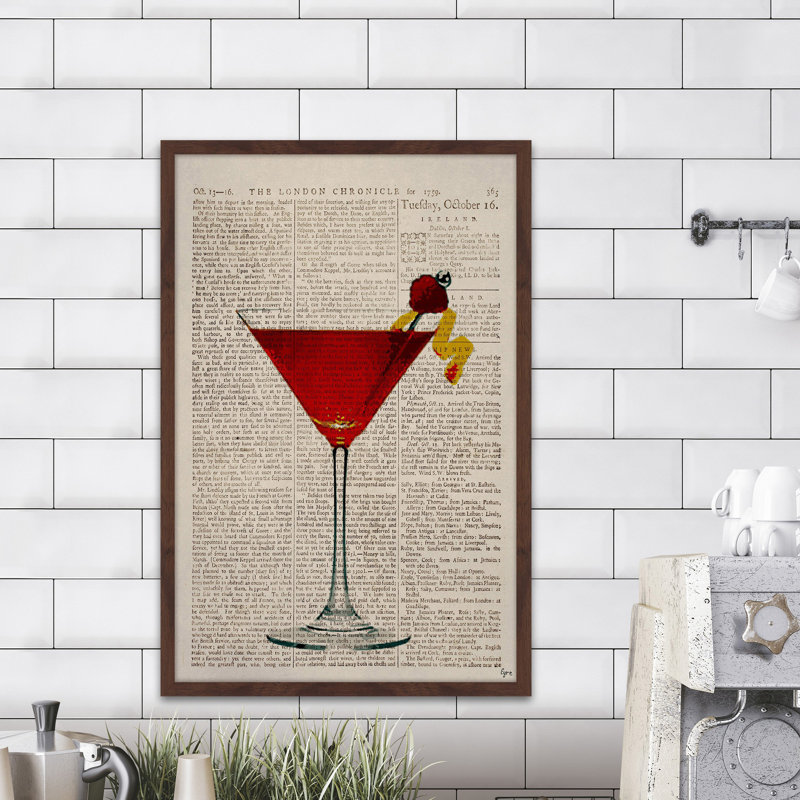 «Raspberry Martini» par Eyre Tarney - Reproduction d'art graphique sur papier encadré, H 36 po x l 24 po x P 1,5 po