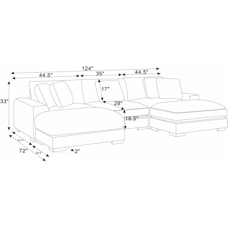Ballymena Modular Corduroy Sectional, Dark Gray Corduroy