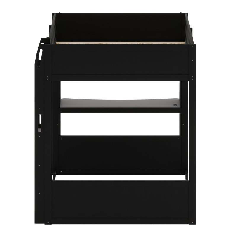 Lit superposé de jeu avec bureau intégré, tablettes de rangement, charge USB et lumière DEL, Lit double, Noir + gris