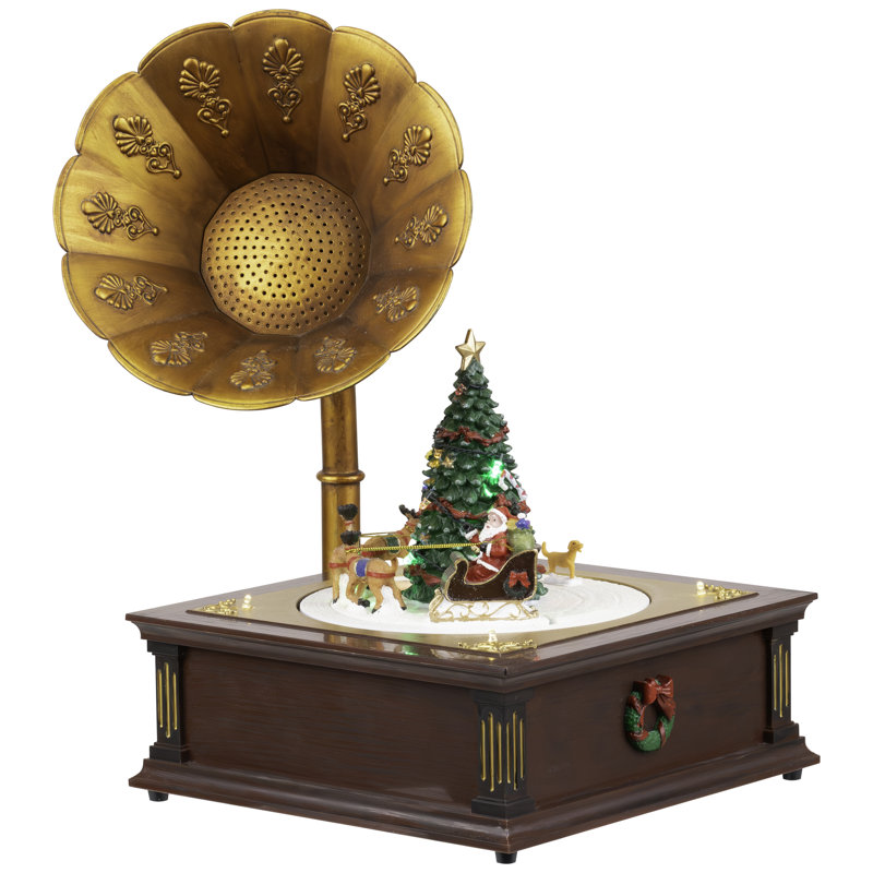Décoration de Noël animée à DEL avec Gramophone musical - 14 po