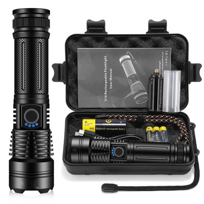 Flashlights High Lumens Rechargeable,1000000 Lumens Super Bright Handheld LED Flash Light,Powerful Emergency Linternas, Waterproof, Long Lasting, For -  BEACHWATER POOL & SPA, LLC, B09SD3W56K