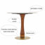 Table de salle à manger ronde de 85 cm (33,5 po) en pierre frittée et pieds en bois d'hévéa, piétement design en bois d'hévéa avec accents en osier tressé à la main et base en acier inoxydable pour cuisine, appartement et bistrot-242051160