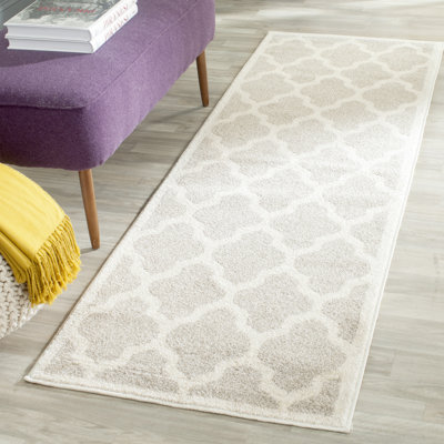 Tapis géométrique en polypropylène tissé à la machine gris clair / beige Ammundsen