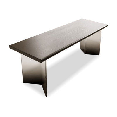 Bureau rectangulaire en bois massif noir et acrylique
