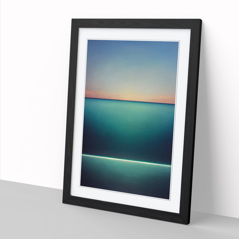 Seascape Minimalism - Single Picture Frame Painting, 34cm H x 25cm W x 2cm D, Black