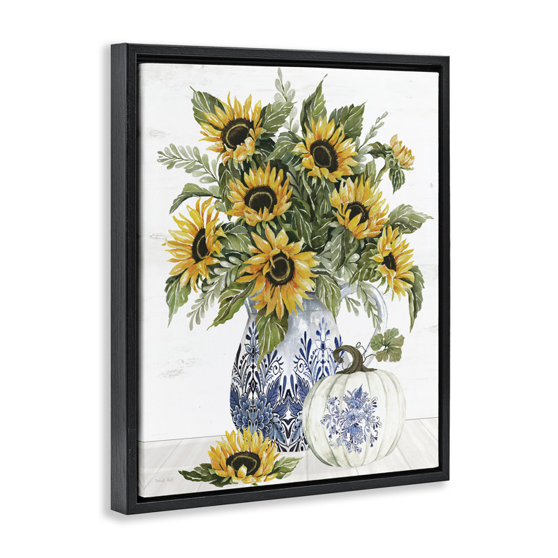 Cadre flottant Imperial Autumn Sunflowers, design par Cindy Jacobs, H 31 po x l 25 po, Cadre flottant noir de jais