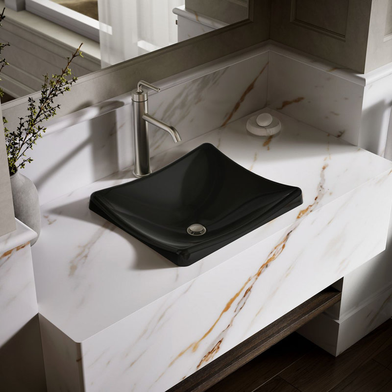 DemiLav Metal Specialty Vessel Bathroom Sink, Noir