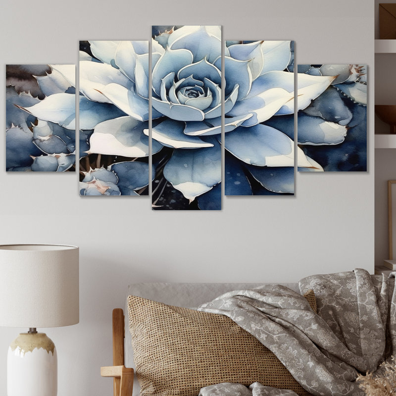 «Blue Blue Cactus Minimal Collage I», ensemble de reproduction d'art en métal floral