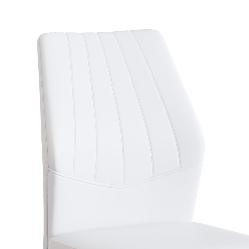 Ensemble de 4 chaises de salle à manger argentées et blanches de 37 pouces de hauteur: dossier ergonomique en polyuréthane, combinant confort et style. Mélange parfaitement confort et élégance, ajoutant plus de confort et de style à l'heure du repas.