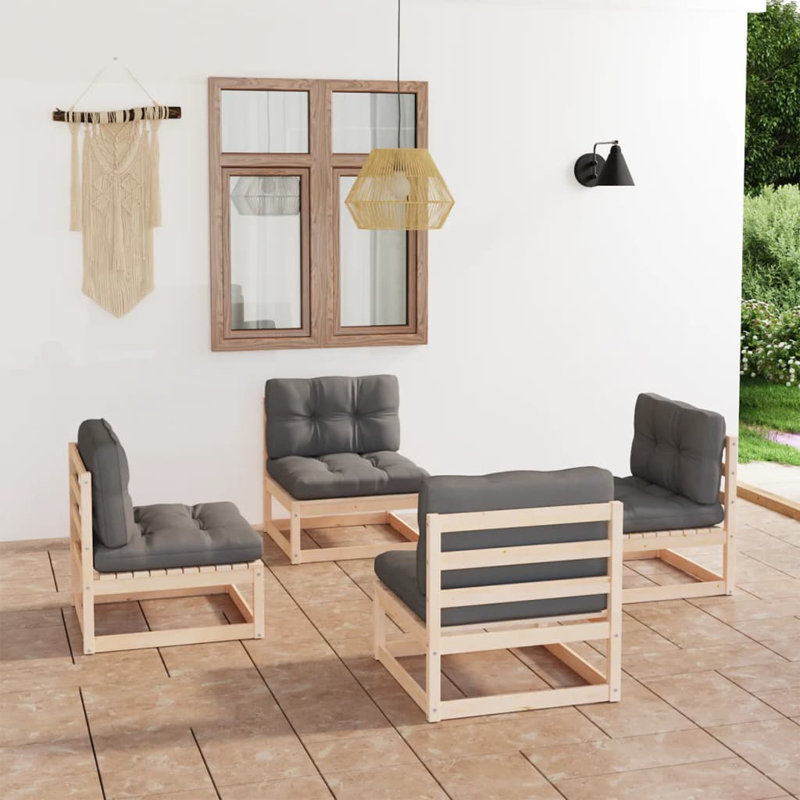 Chaise de patio avec coussins, Brun, Gris