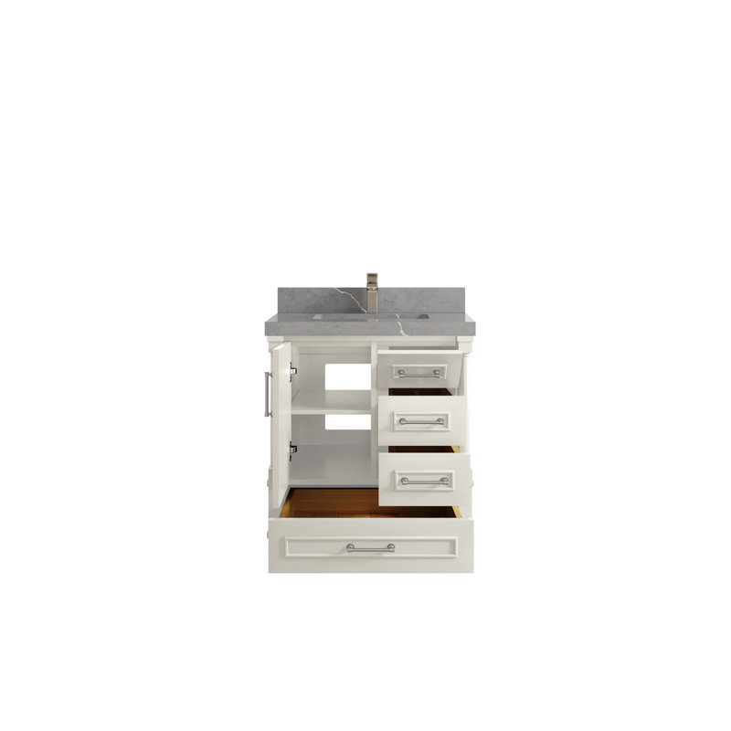 Meuble-lavabo simple 30 po avec plateau Aberdeen, Gris Piatra