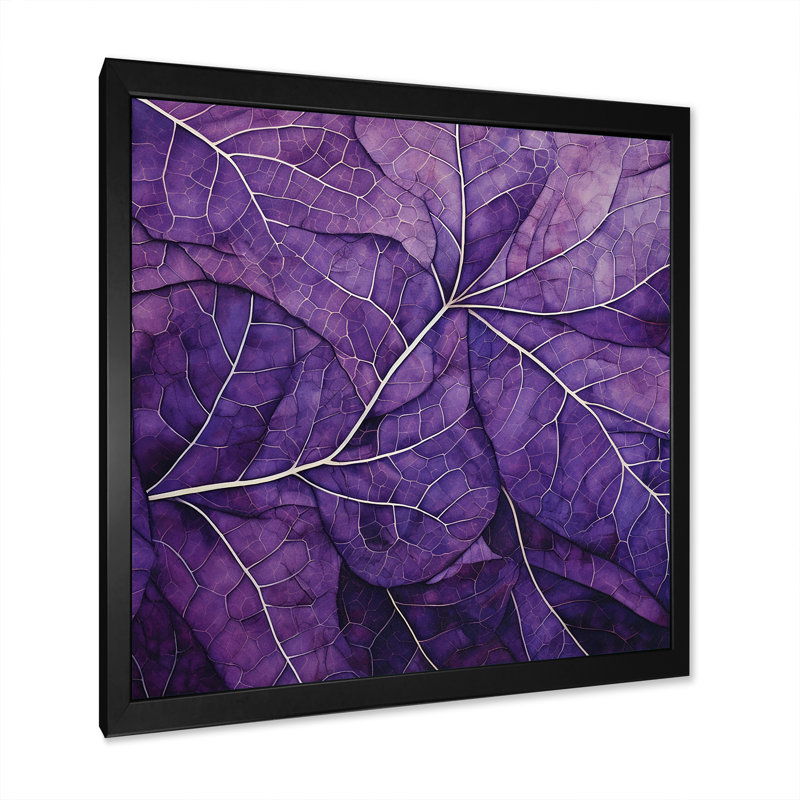 Veines de violet minimalistes I, Cadre simple noir, H 24 po x l 24 po x P 1 po