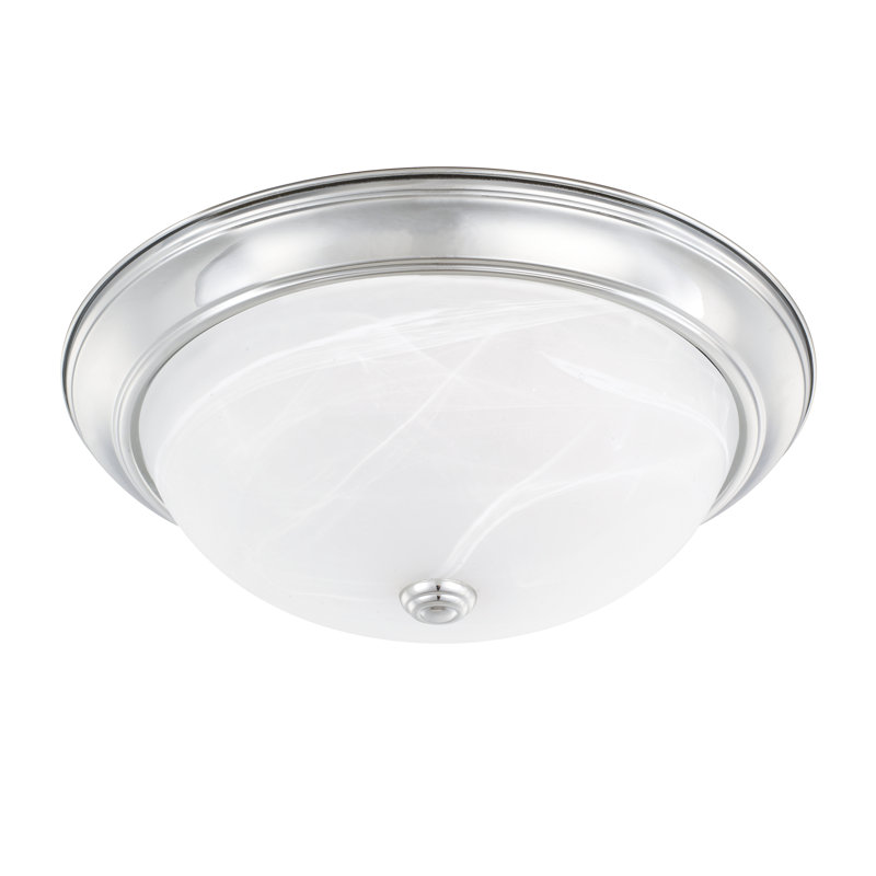 Independent Glass Flush Mount, Matte White, White Faux Alabaster Glass