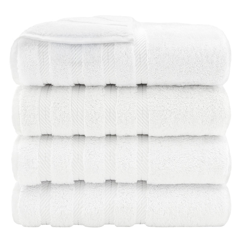 Serviettes de bain à séchage rapide 100% coton Edison (ensemble de 4), Blanc