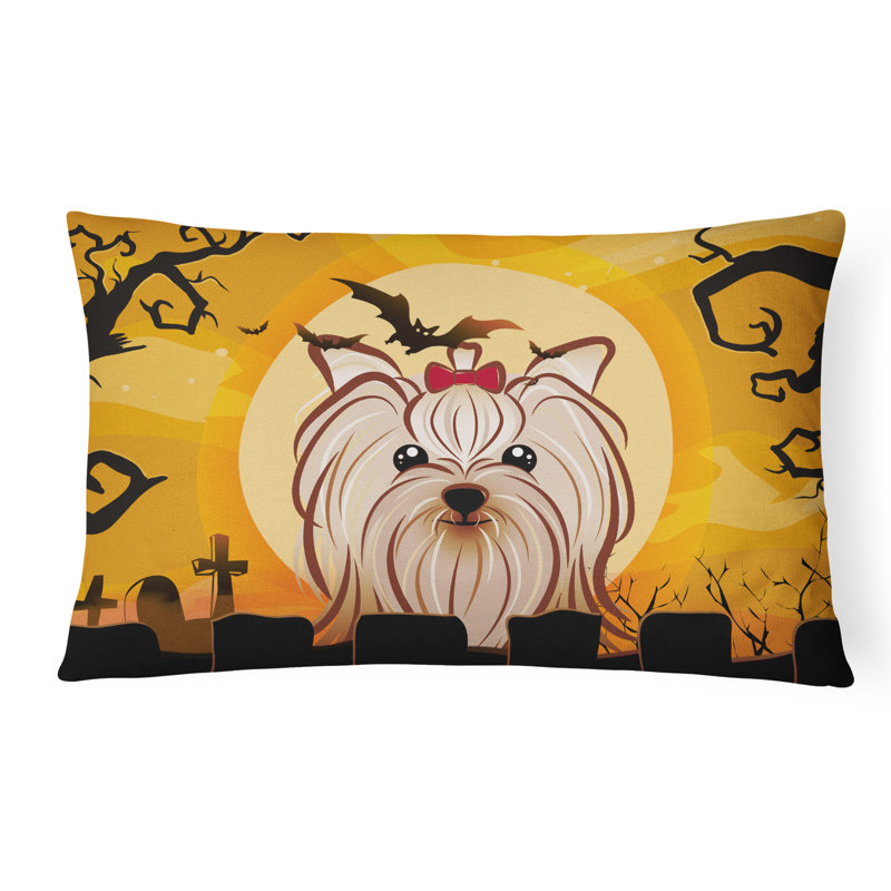  Coussin intérieur / extérieur Halloween Yorkie Yorkshire Terrier