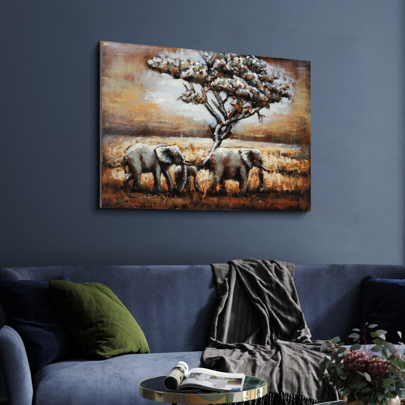 « éléphants », impression sur métal