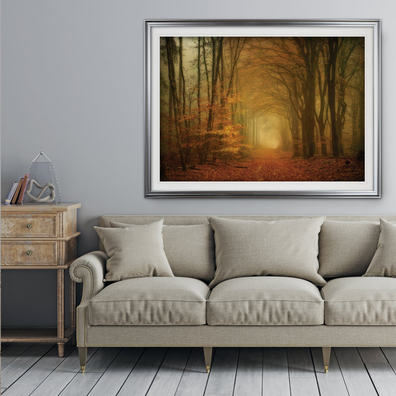 « early light », reproduction de photo, Cadre argenté, H 31 po x l 43 po x p 1,5 po