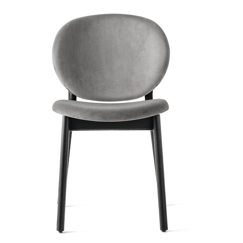 Inès Upholstered Chair with Wooden Frame, Ash Gray, Matt Black