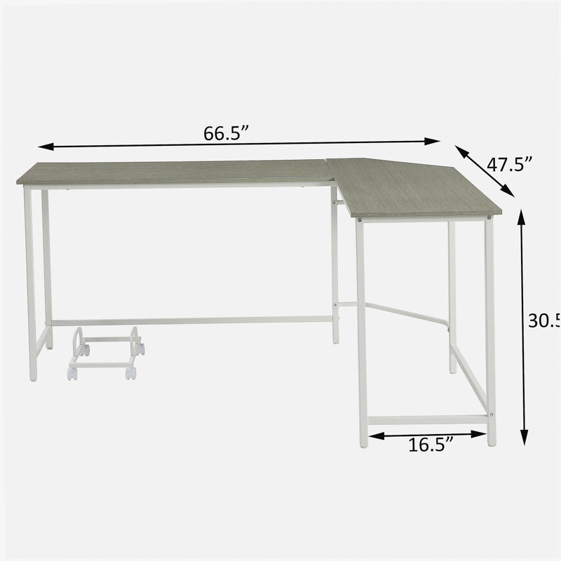Bureau en L gris et blanc, Gris / Blanc