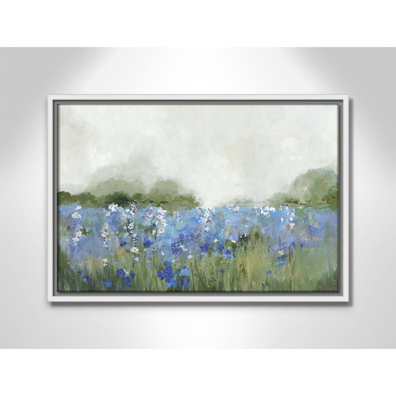 Meadows Bluebels Field " Meadows Bluebells Field " by Allison Pearce, 13.5" H x 19.5" W x 2" D, White Framed