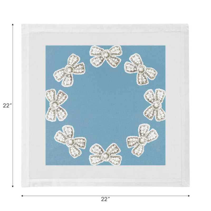 Serviettes de table en satin de coton Pearl Bow, Bluebell