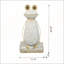 Figurine abstraite grenouille blanche en magnésium avec bras et yeux dorés, parfaite pour un décor moderne et rustique
