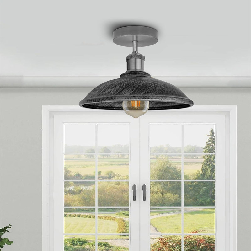 Semi Flush Mount, Brussed Silver