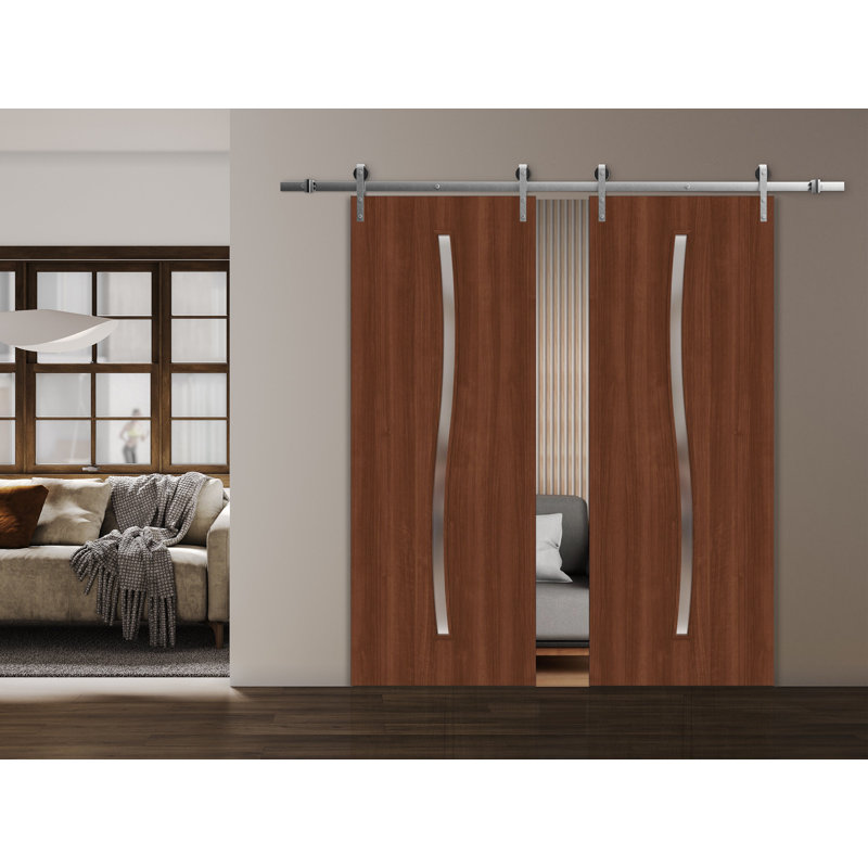 Slab Door Panel - ESSENTIAL 8002 - Wood Veneer Doors - Pocket Closet Sliding Barn, 28" x 84", Walnut Franko