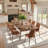 Extendable Rectangular Dining Table Set For 8 With Faux Leather Chairs-131564513