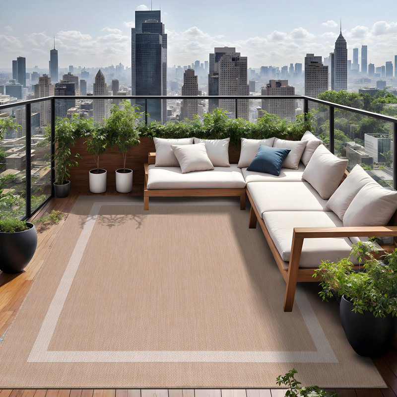 Waikiki Beige Indoor/Outdoor Rug, Rectangle 8' x 10'