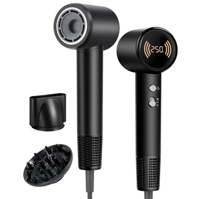 High Speed Ionic Hair Dryer, 160000 RPM Brushless Blow Dryer, Fast Drying, Smart Digital Display, Quiet Portable Hair Dryer with Magnetic Diffuser and Nozzle