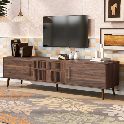 Meuble télé, console média pour téléviseur de 80 po ou moins, centre de divertissement avec rangement pour le salon et la chambre à coucher