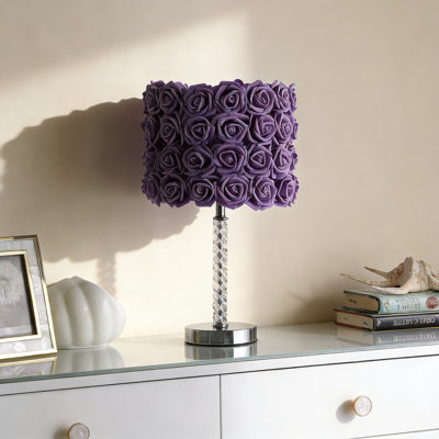 18.25" Lavender Roses in Bloom Acrylic / Metal Table Lamp