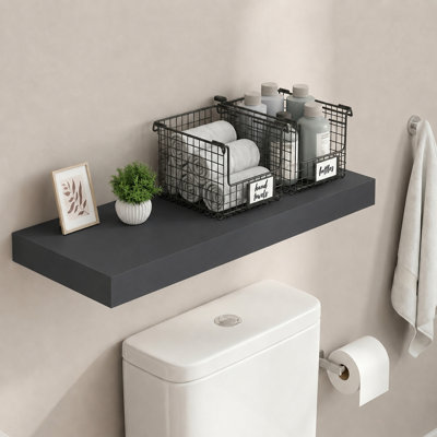 Étagères murales flottantes, étagère murale de salle de bain 12 x 35, rangements muraux avec fixations invisibles, étagère de 2 pouces d'épaisseur, pour salle de bain, salon, style américain