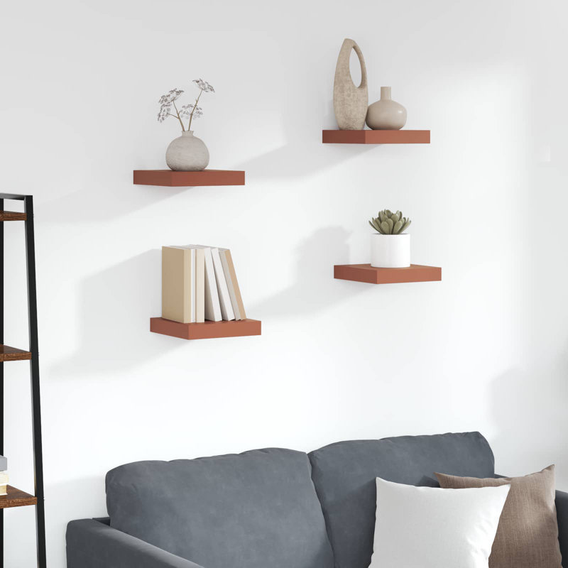 Floating Shelf, 4cm H x 23cm W x 23.5cm D, Red