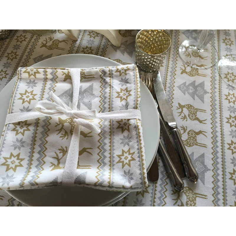 Hiram Cotton Geometric Square Napkin, Yellow/Silver