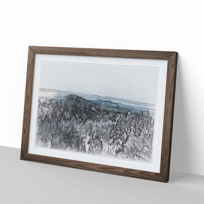 Winter Forest in Romania in Abstract - Picture Frame Graphic Art Print, Walnut, 40cm H x 60cm W x 2cm D