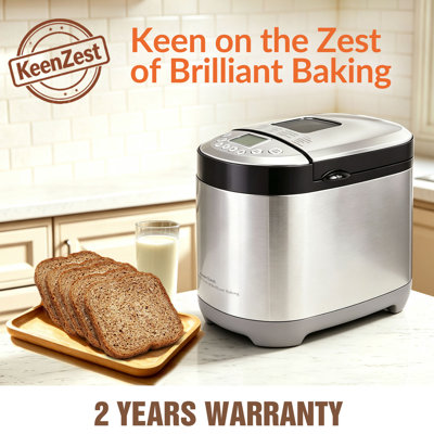 KEENZEST 27-in-1 Smart Bread Machine with Programmable Homemade Cycle & Gluten Free Setting, 2LB 1.5LB 1LB Dough Bread Maker with Delay Timer, Whole Wheat Bread Making Machine with Recipes, Stainless Steel Body 