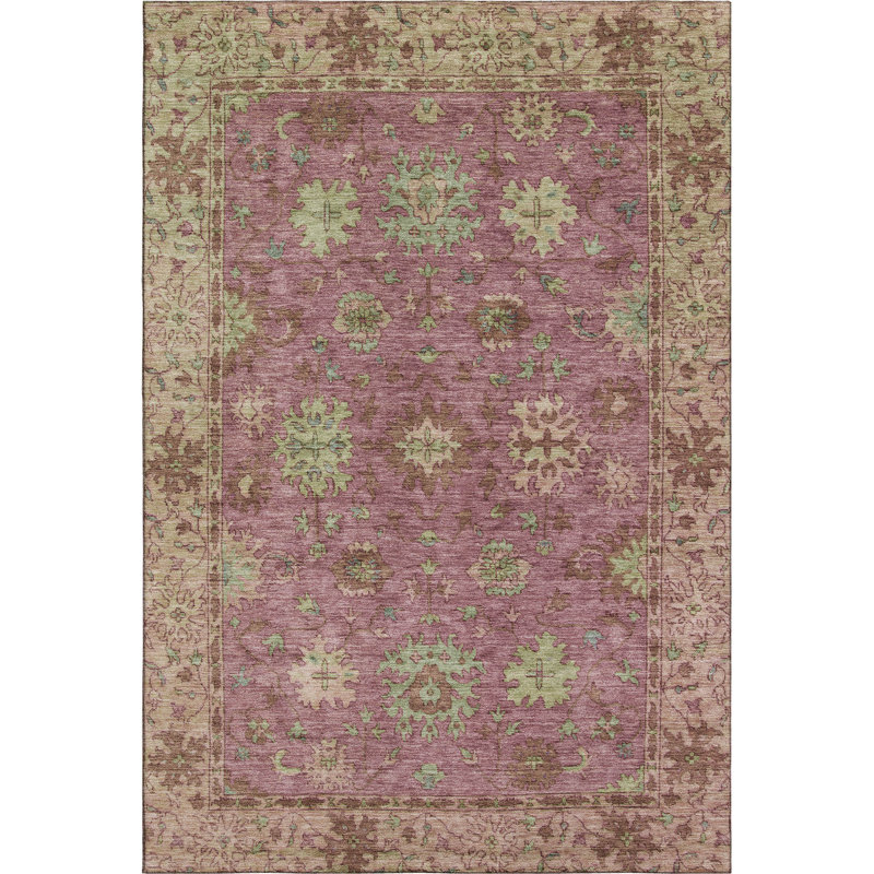 Premium Machine Washable Mayfield AMF2052 Global Rug, 3' x 5', Pink