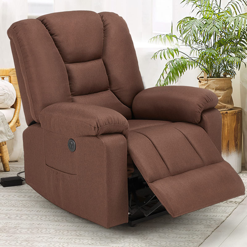 Fauteuil de massage inclinable électrique, Microfibres brunes