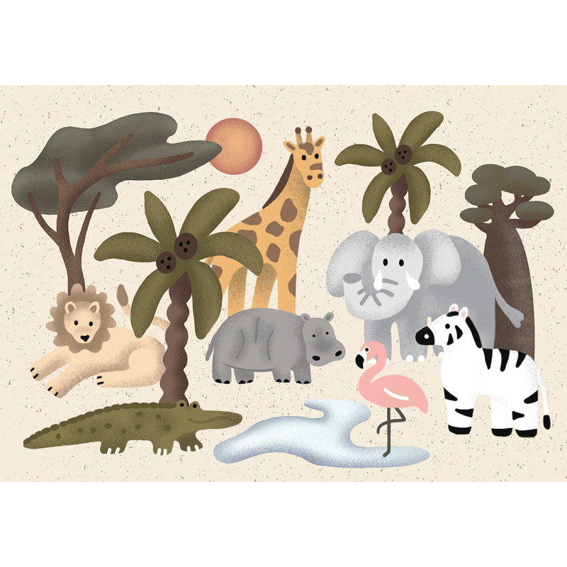 Adhésif mural pelez et collez, animaux de la jungle, L 68 po x l 96 po