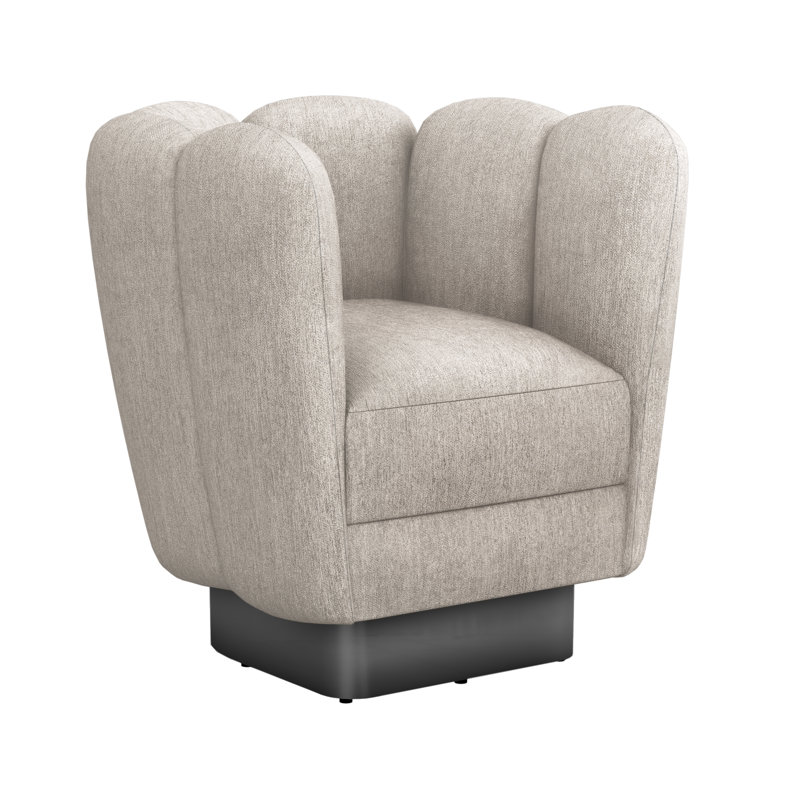 Fauteuil demi-tonneau pivotant de 31 po Gallery, Bungalow chenille, Bronze industriel