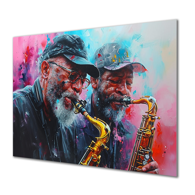«All That Jazz Two Saxophone joueurs» rétro - musicien mural art salon, Métal métal, H 24 po x l 32 po x P 1 po
