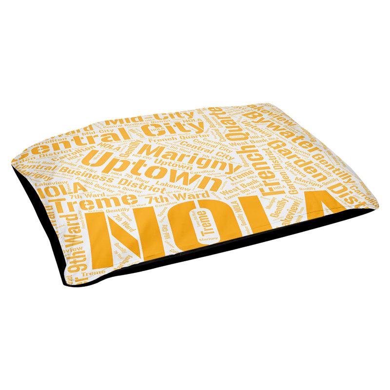 Coussin de chien « districts », Orange, Grand (l 40 po x P 30 po x H 14 po), Nouvelle-Orléans