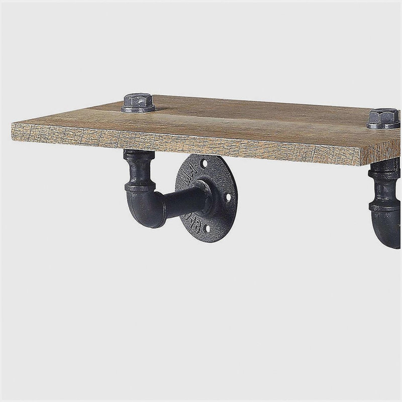 Oak and Sandy Black Rectangle Wall Shelf